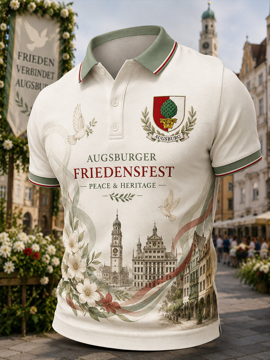 Kurzärmliges Polos hirt für Herren-Friedens fest