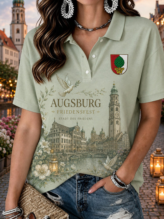 Frauenfriedensfest-Graphic-Polo-Shirt mit kurzen Ärmeln
