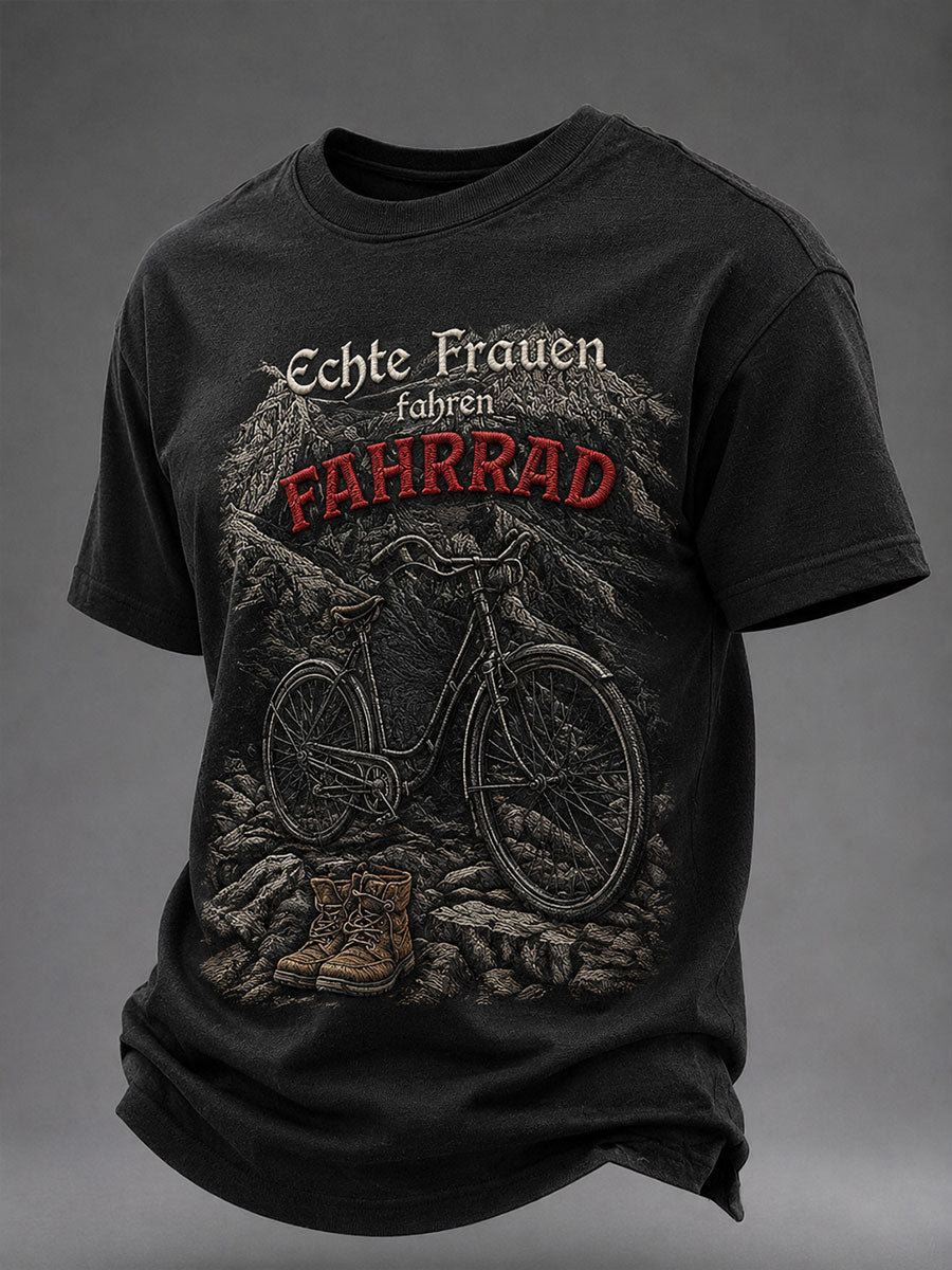 Herren Echte Frauen Fahren Fahrrad Kurzarm-T-Shirt