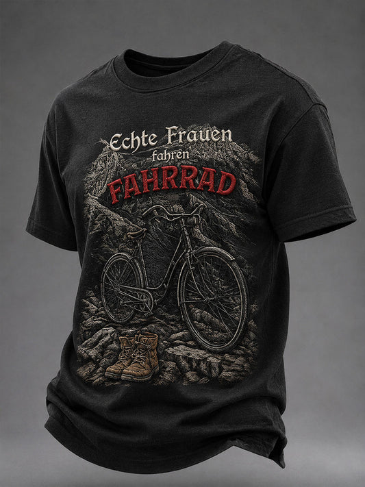 Herren Echte Frauen Fahren Fahrrad Kurzarm-T-Shirt