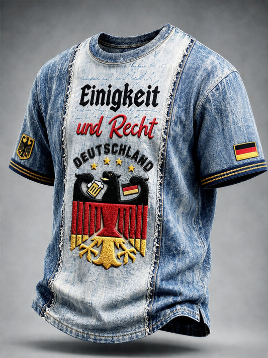 Herren-Fußball-T-Shirt im Patchwork-Style, lässig bedruckt