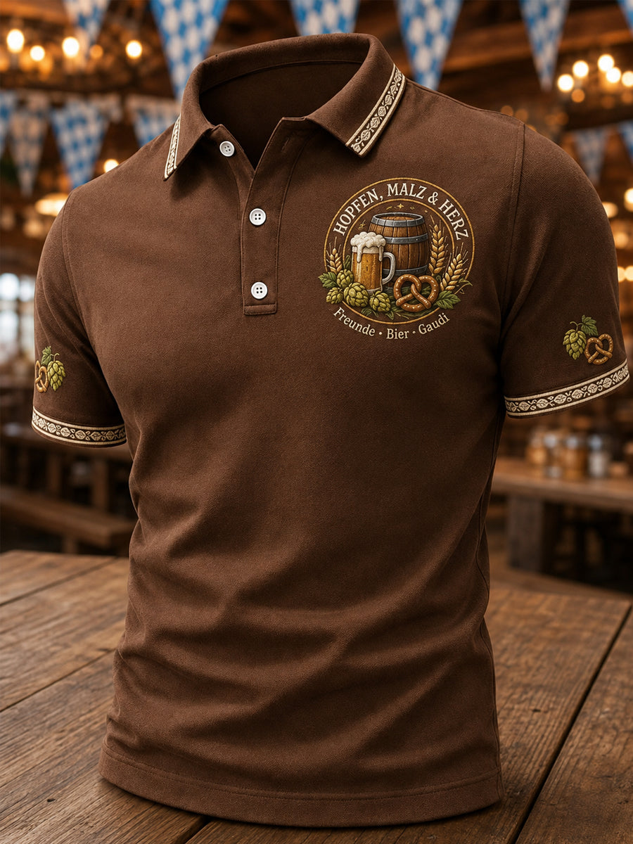 Herren Oktoberfest Print Freizeit-Polo-Shirt
