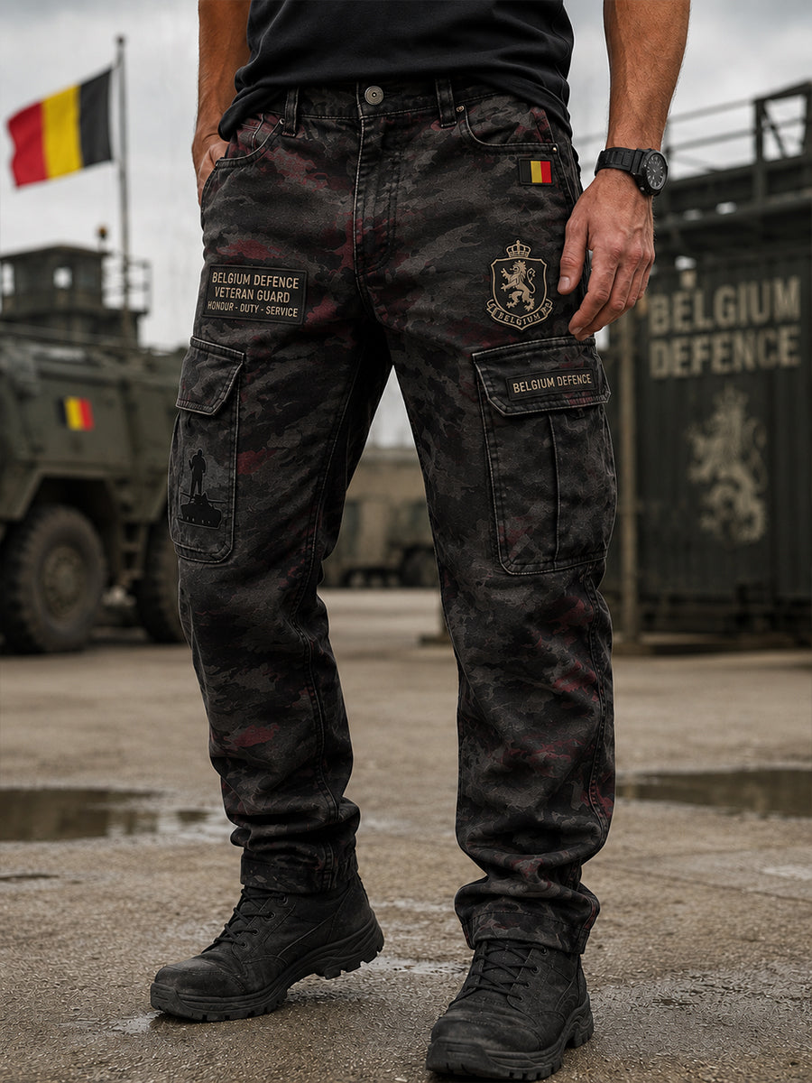 Lange Cargo hosen für Herren mit Vintage-Militär-Tarnmuster