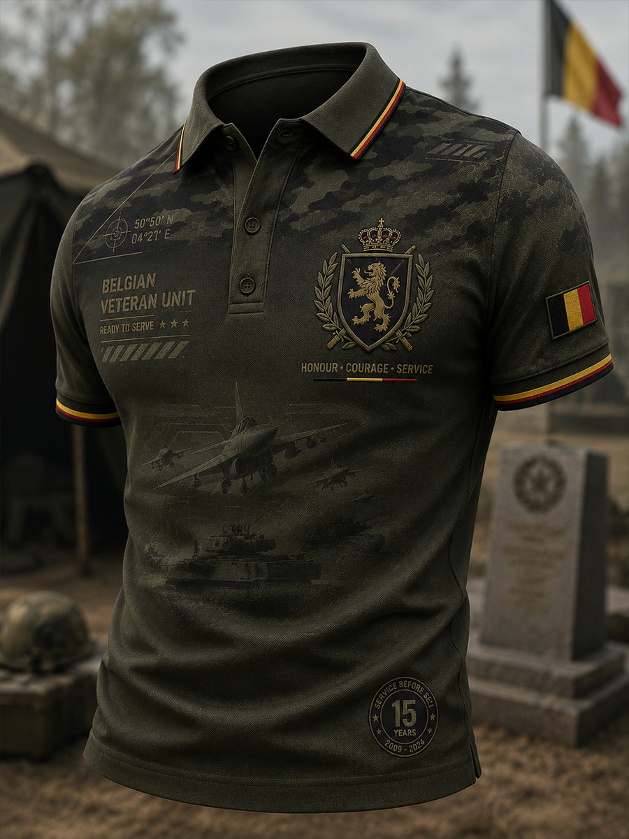Herren-Poloshirt mit kurzen Ärmeln und militärischem Camouflage-Print