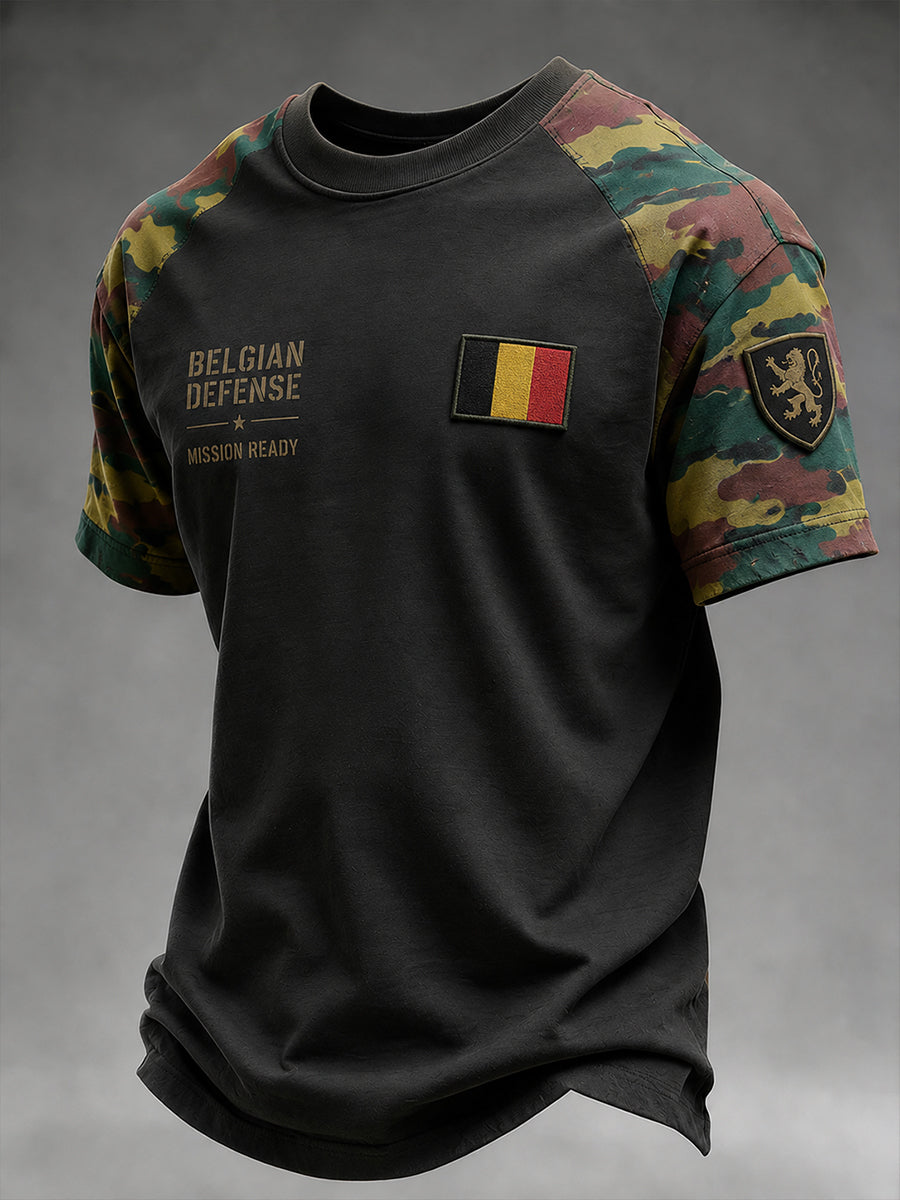 Herren-T-Shirt mit kurzen Ärmeln und militärischem Camouflage-Print