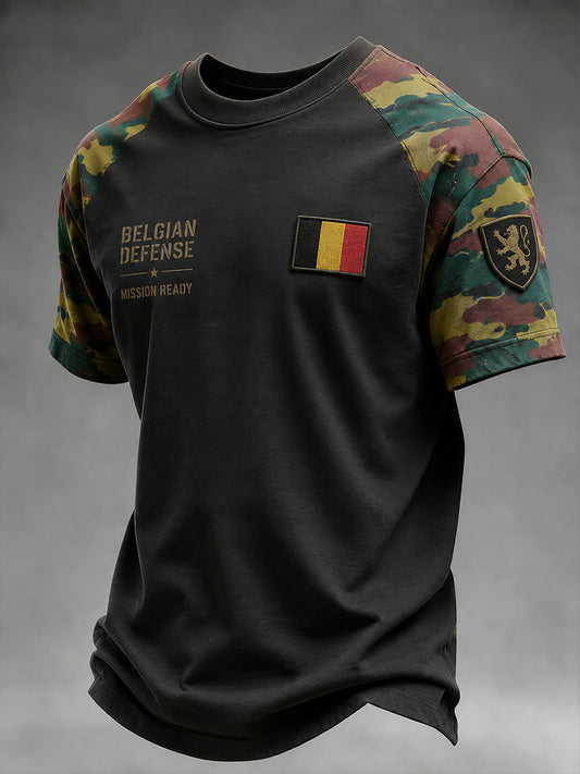 Herren-T-Shirt mit kurzen Ärmeln und militärischem Camouflage-Print