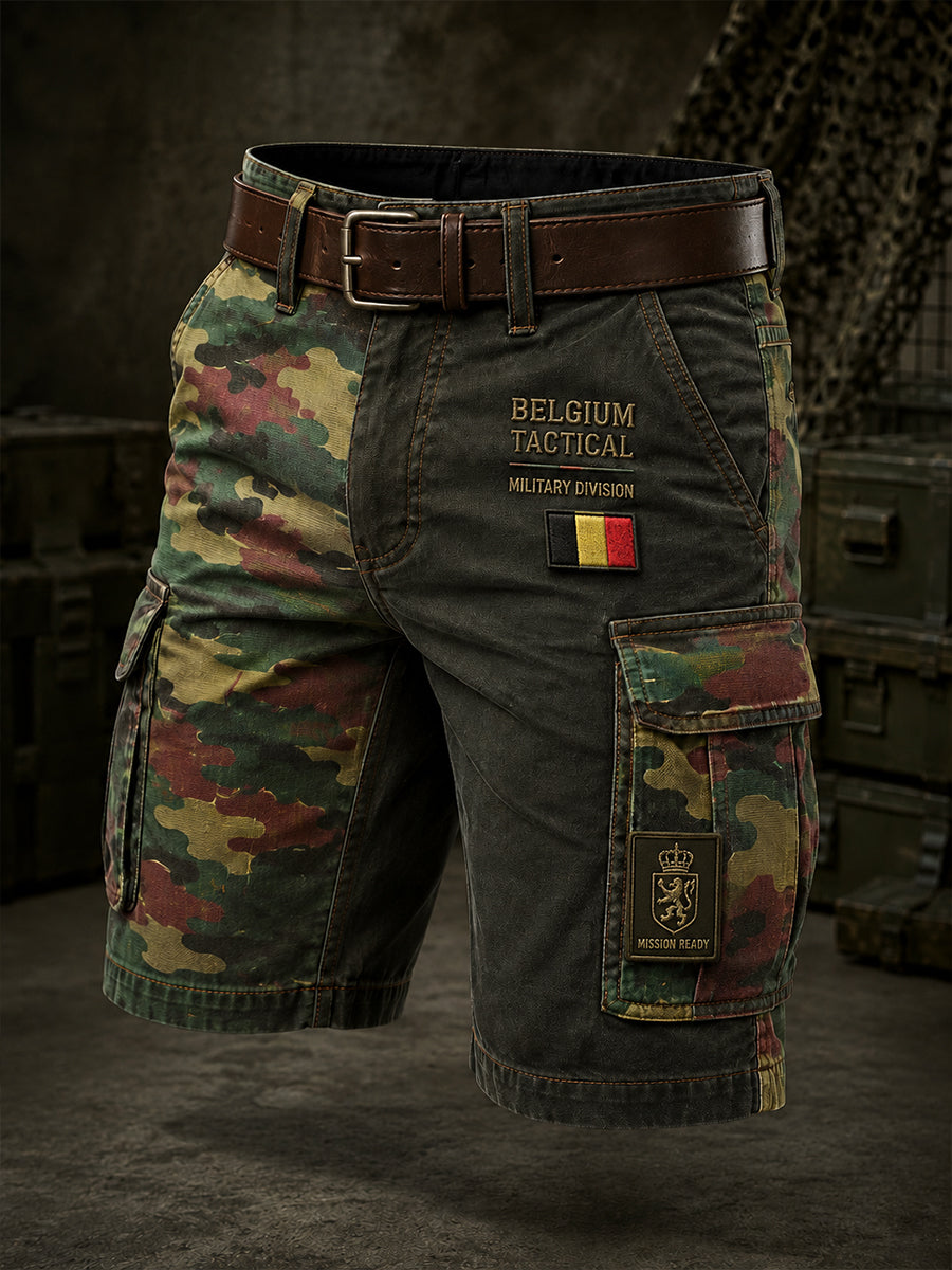 Herren-Cargo-Kurzhose mit militärischem Camouflage-Print
