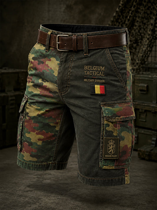 Herren-Cargo-Kurzhose mit militärischem Camouflage-Print