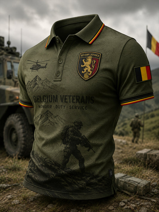 Kurzarm-Polos hirt für Männer mit Vintage-Militär-Tarnmuster