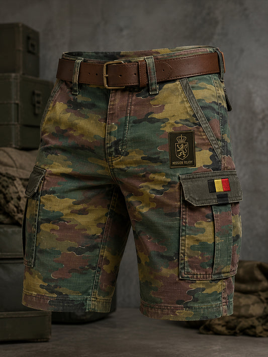 Herren-Cargo-Kurzhose mit militärischem Camouflage-Print