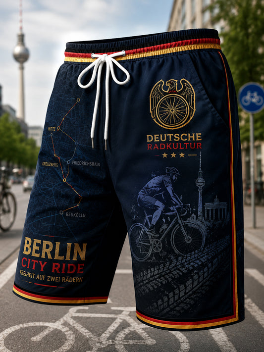 Herren-Shorts mit radfahrinspiriertem Print