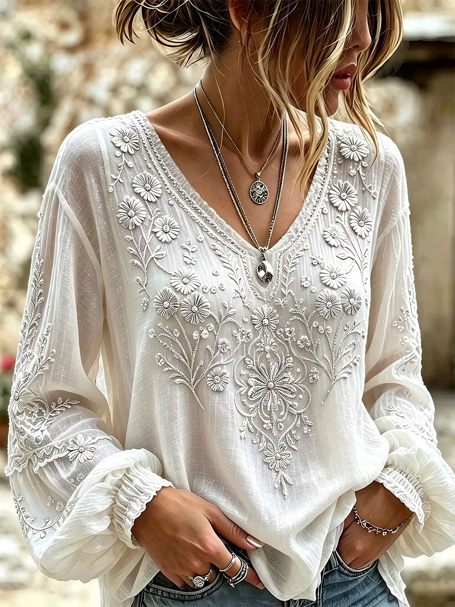 Elegantes Damen-Oberteil aus Baumwolle und Leinen