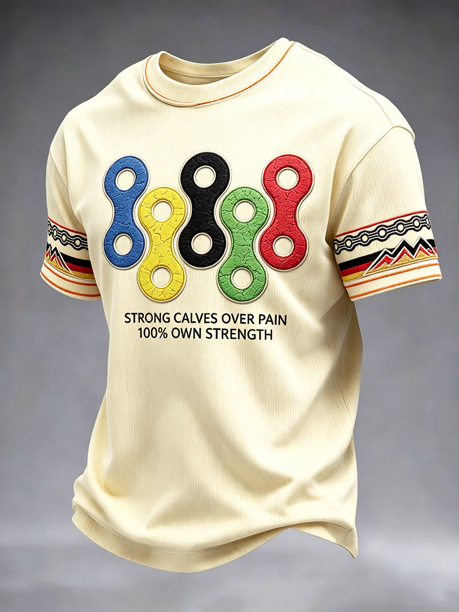Herren-Casual-T-Shirt in Gelb mit deutsch-zyklischem Print