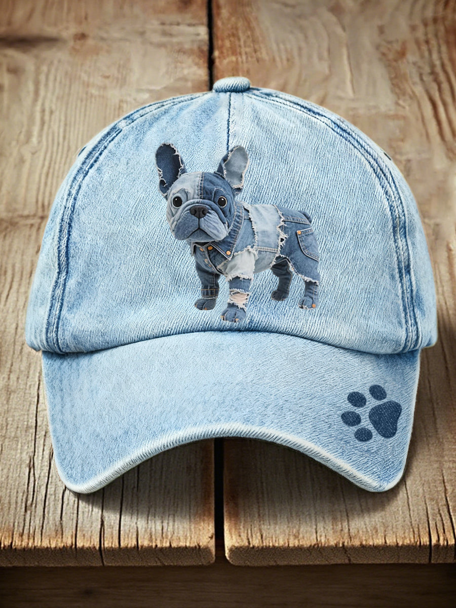 Schöne französische Bulldogge Patchwork Kunst Hut