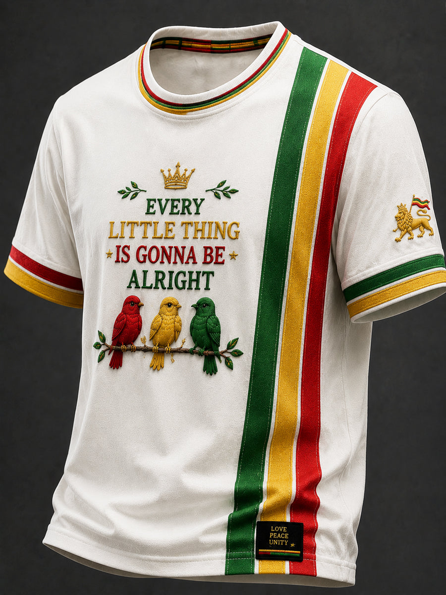 Retro-Reggae-Themen-gestreiftes lässiges T-Shirt