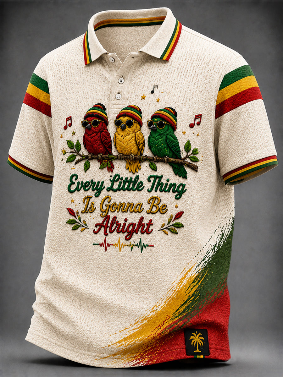 Herren Retro Reggae Art Casual Waffel-Web-Polo-Shirt