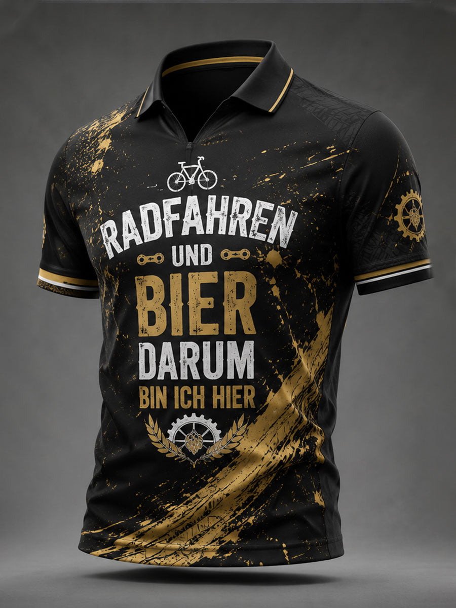Herren RADFAHREN UND BIER DARUM BIR ICH HIER Kurz ärmel