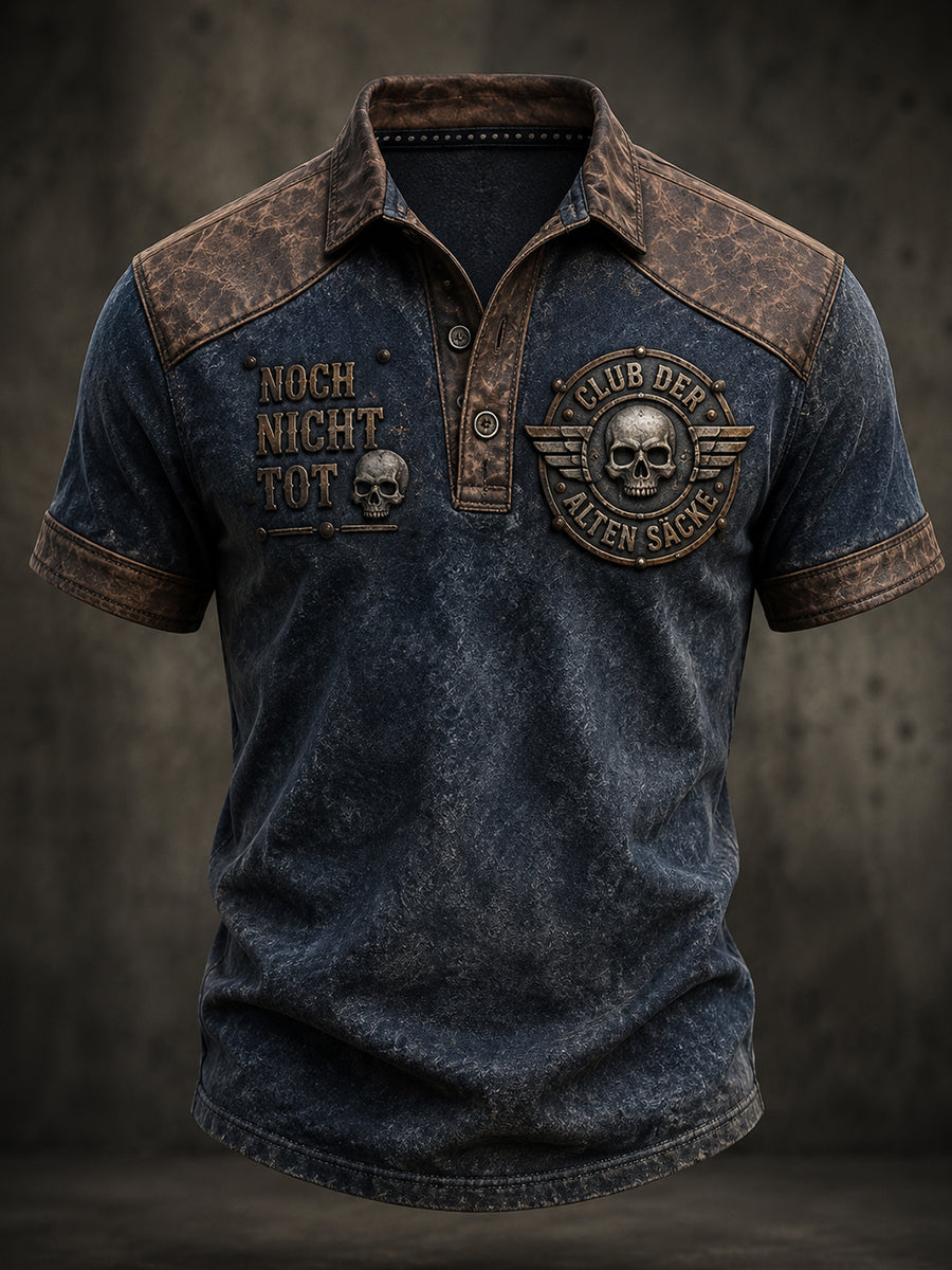 Lustiges Herren-Shirt mit Slogan-Print und kurzen Ärmeln