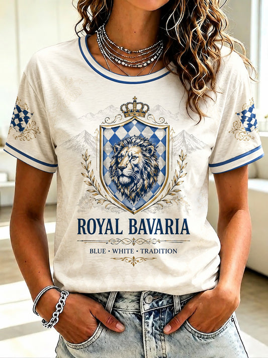 Damen T-Shirt mit deutschem bayerischen Löwen bedruckt