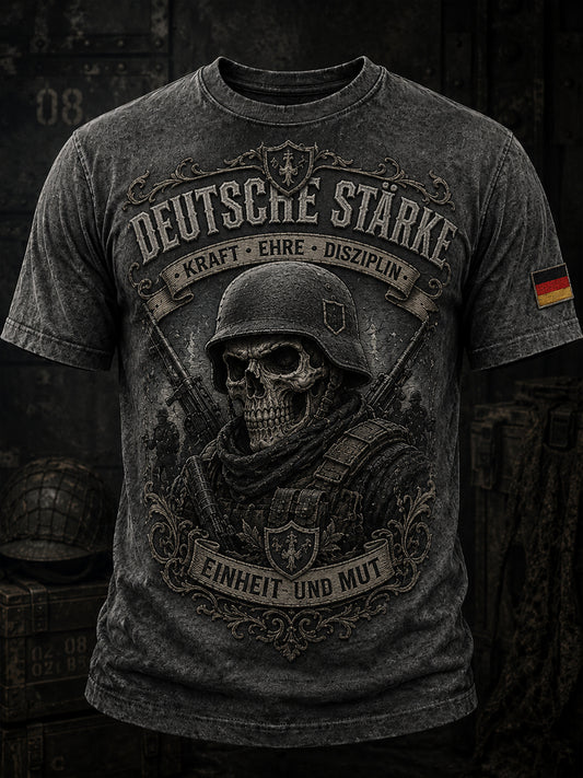 Herren-T-Shirt mit kurzen Ärmeln und Vintage-Schriftzug-Print