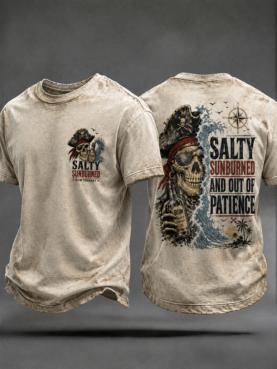 Herren-T-Shirts „Salzig, sonnengebräunt und die Geduld am Ende“