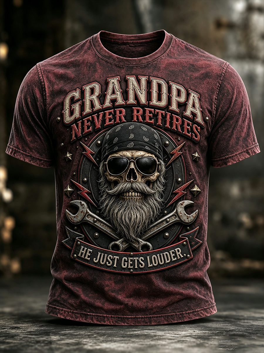Lustiges Vintage-T-Shirt für Herren mit Totenkopf-Print – Geschenk für den Opa