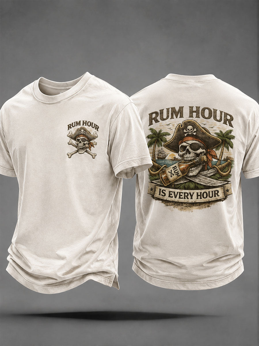 Herren-Fun-Casual-Unisex-T-Shirt „Rum Hour Is Every Hour“
