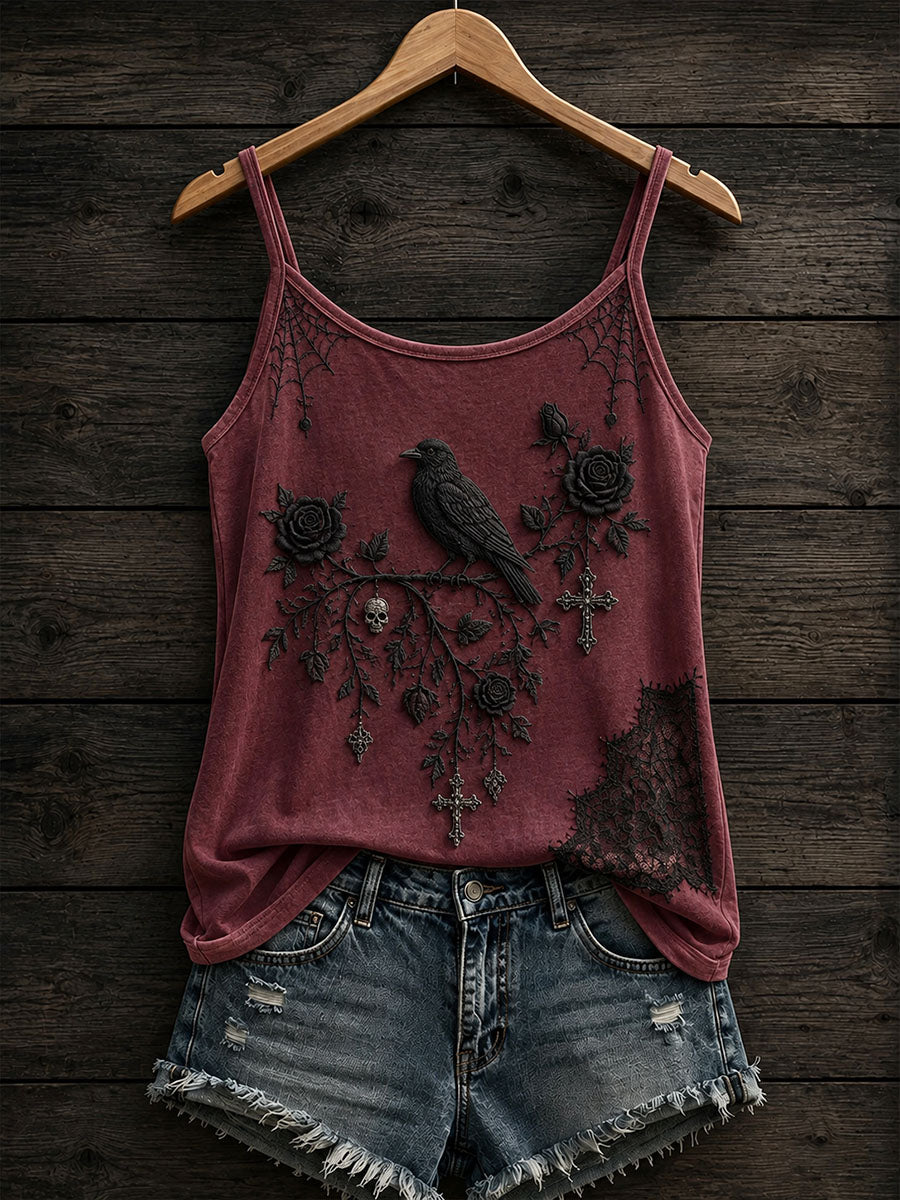 Damen Gothic Raven Cross Tank Top