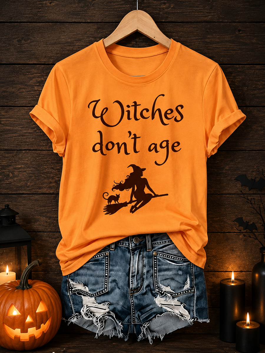 Damen-Halloween-T-Shirt mit Kurzarm und Print