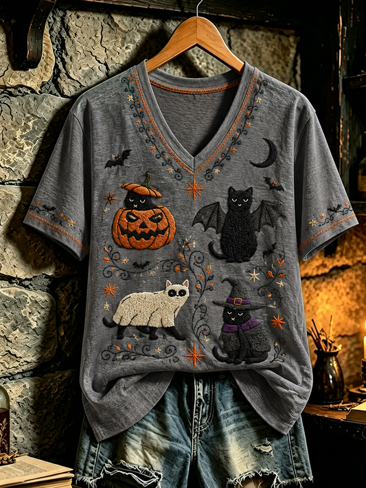 Damen-Halloween-T-Shirt mit Kurzarm und Print
