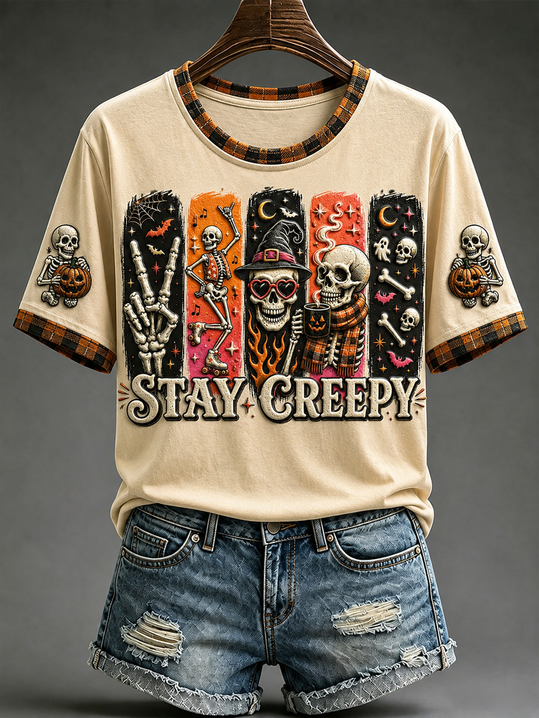 Damen Stay Creepy Kurzarm T-Shirt