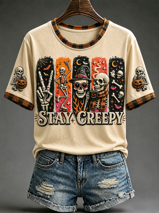 Damen Stay Creepy Kurzarm T-Shirt