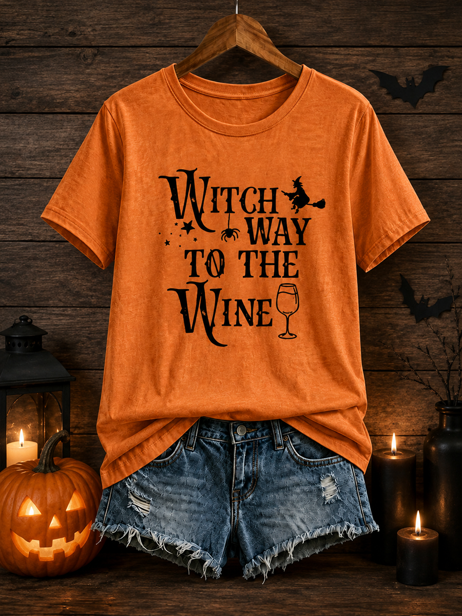Kurzarm-T-Shirt mit Halloween-Print für Damen