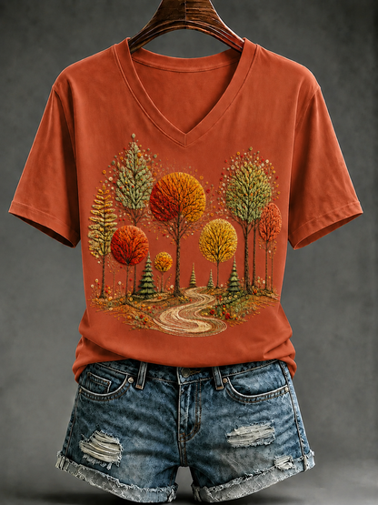 Damen-Herbst-T-Shirt mit kurzen Ärmeln