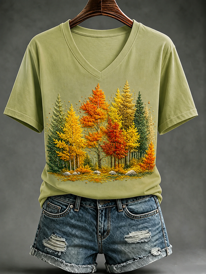 Damen-Herbst-T-Shirt mit kurzen Ärmeln