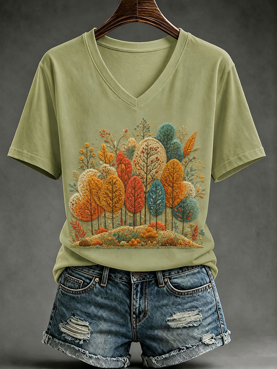 Damen-Herbst-T-Shirt mit kurzen Ärmeln