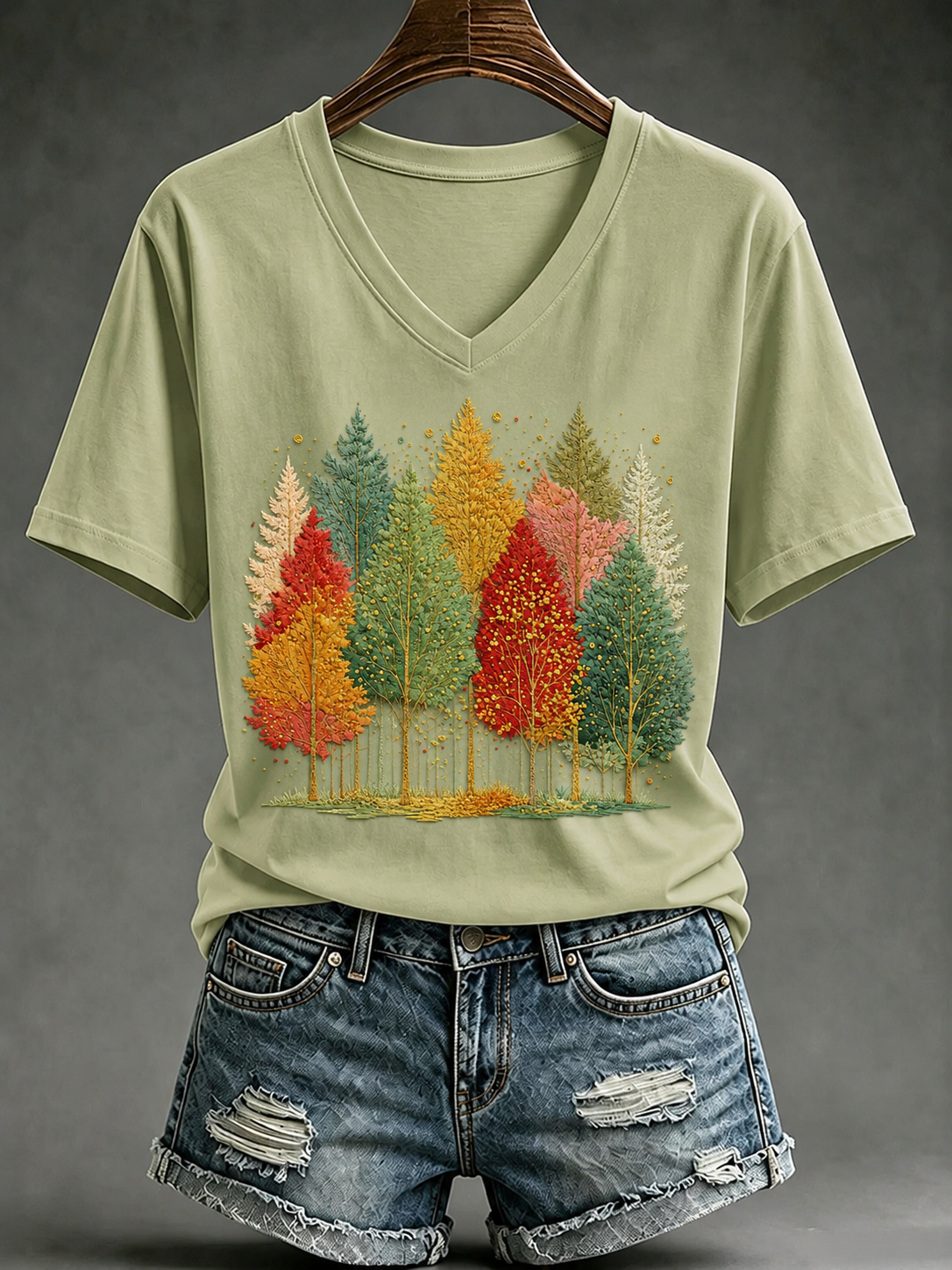 Damen-Herbst-T-Shirt mit kurzen Ärmeln
