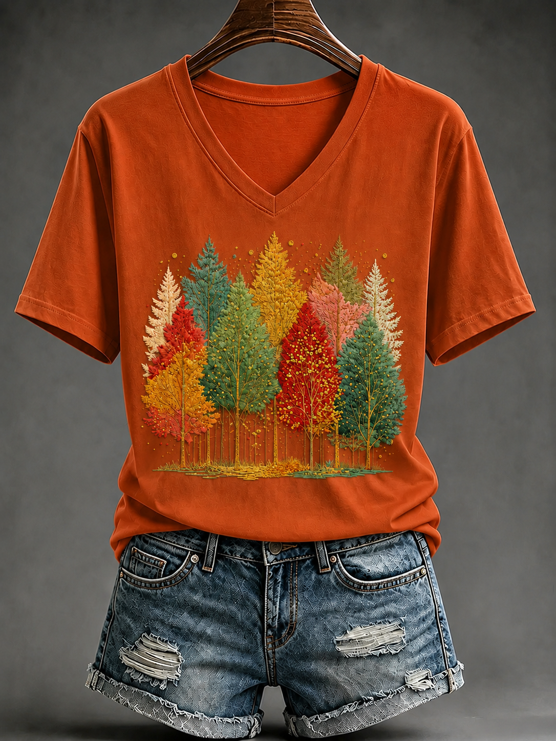 Damen-Herbst-T-Shirt mit kurzen Ärmeln