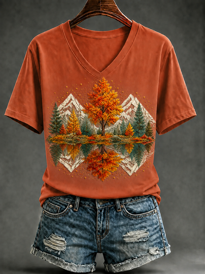 Damen-Herbst-T-Shirt mit kurzen Ärmeln