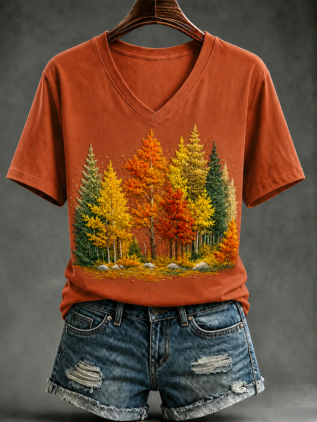 Damen-Herbst-T-Shirt mit kurzen Ärmeln