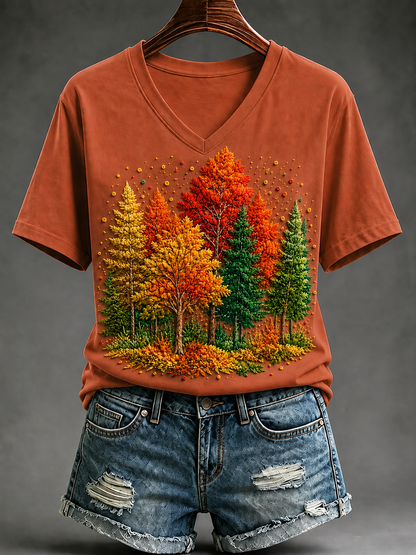 Damen-Herbst-T-Shirt mit kurzen Ärmeln