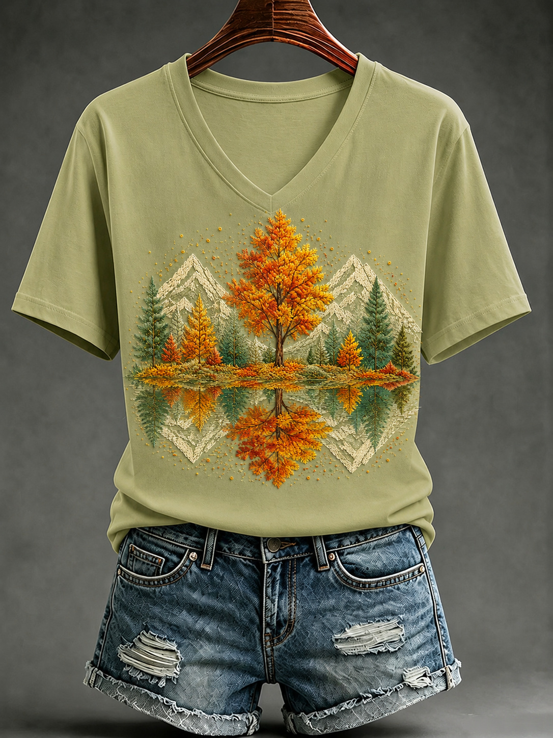 Damen-Herbst-T-Shirt mit kurzen Ärmeln