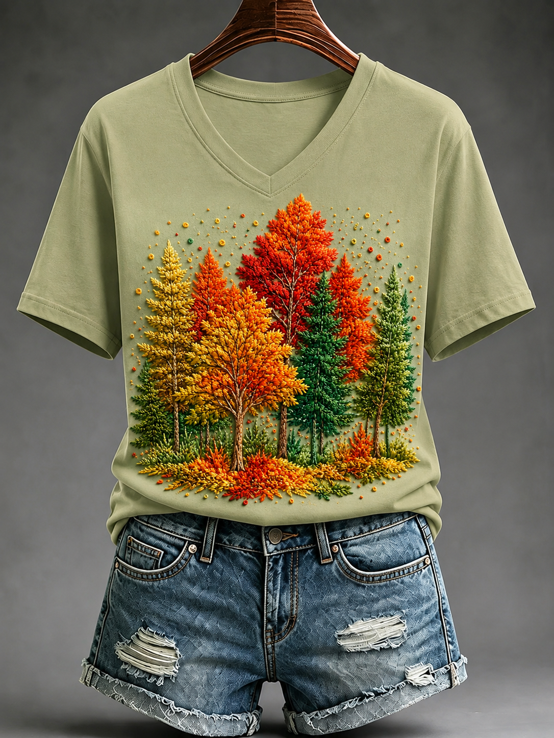 Damen-Herbst-T-Shirt mit kurzen Ärmeln