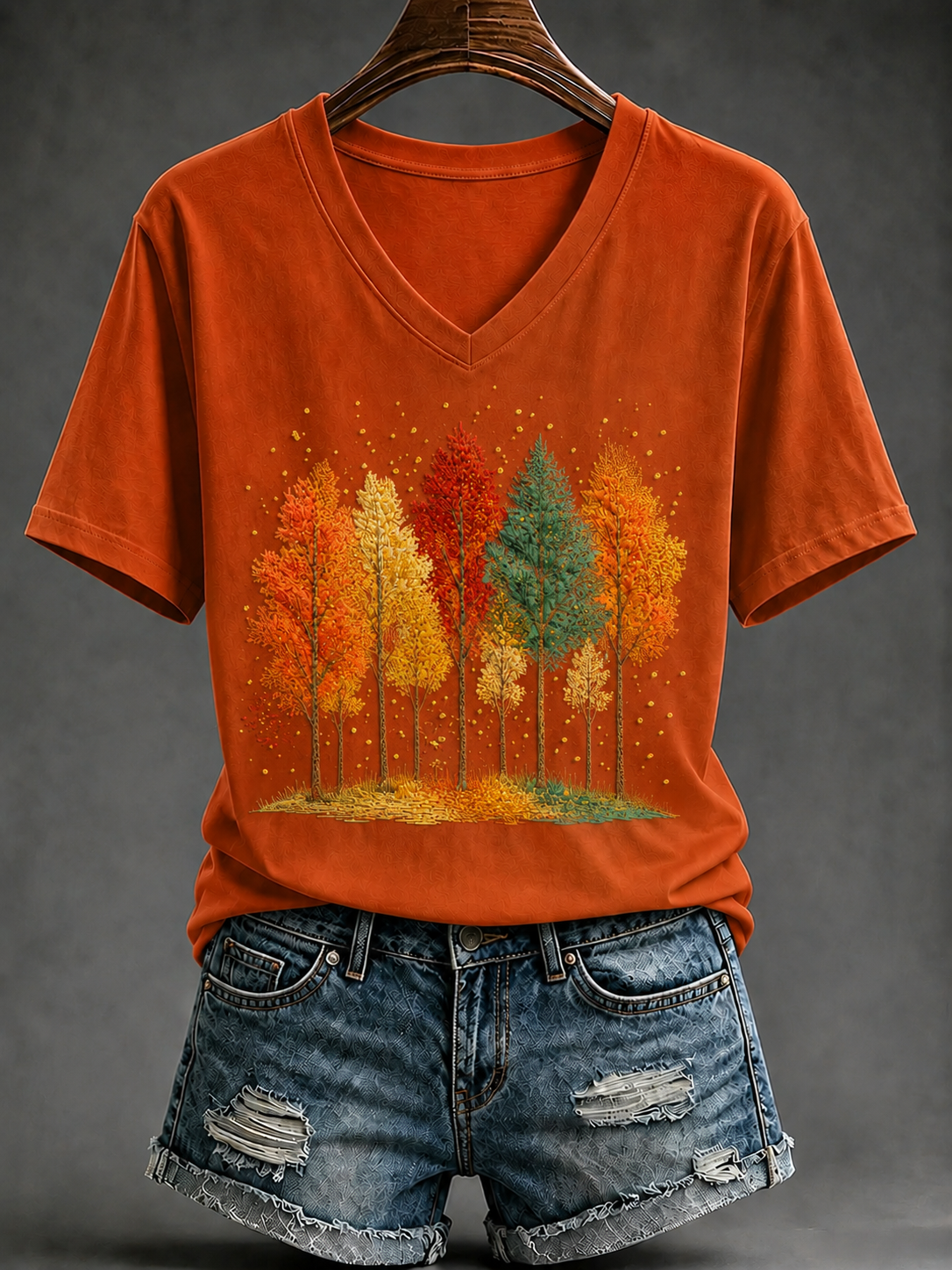 Damen-Herbst-T-Shirt mit kurzen Ärmeln