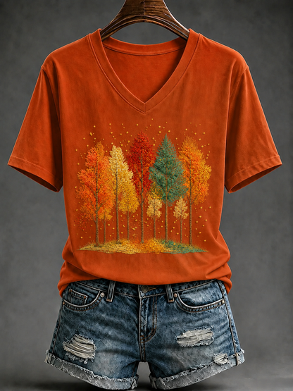 Damen-Herbst-T-Shirt mit kurzen Ärmeln