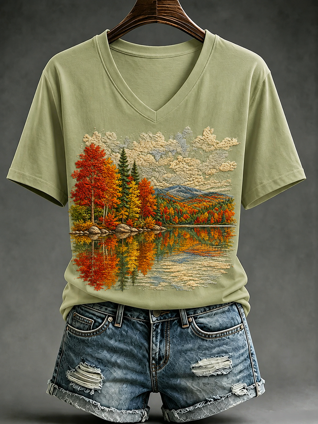 Damen-Herbst-T-Shirt mit kurzen Ärmeln