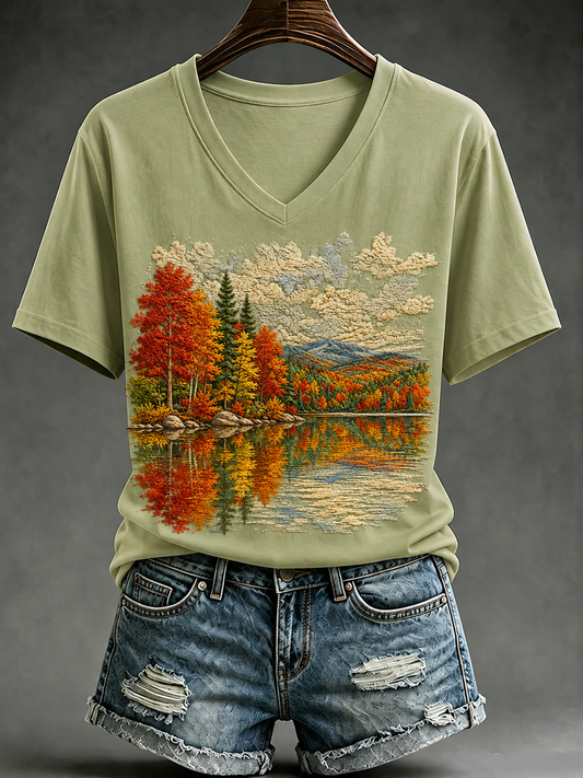 Damen-Herbst-T-Shirt mit kurzen Ärmeln