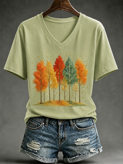 Damen-Herbst-T-Shirt mit kurzen Ärmeln