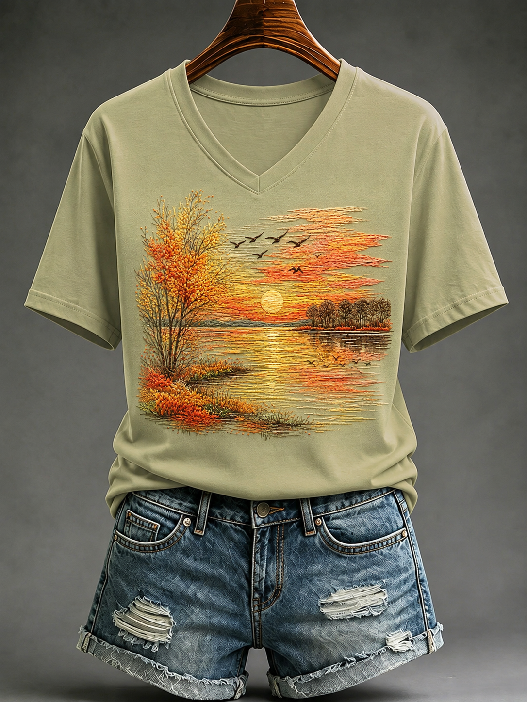 Damen-Herbst-T-Shirt mit kurzen Ärmeln