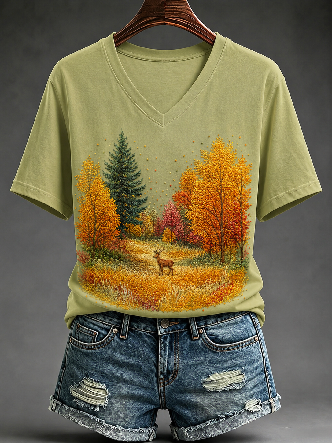 Damen-Herbst-T-Shirt mit kurzen Ärmeln